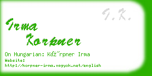 irma korpner business card